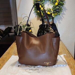 PRADA VITELLO DAINO LARGE SIDE POCKET HOBO BAG PRISTINE W Duster